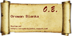 Orowan Bianka névjegykártya